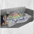 thumbnail image 6 of Rainbow Mandala Soft Flannel Fleece Throw Blanket, Outline Style Mandala Flower with Scales and Dots Pattern Design, Cozy Plush for Indoor and Outdoor Use, 60" x 80", Multicolor, by Ambesonne, 6 of 6