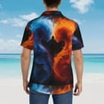 thumbnail image 4 of Sikiie Red And Blue Abstract Print Men's Hawaiian Shirt, Summer Beach Button Pocket Short Sleeve T-Shirt,X-Large, 4 of 7