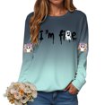 thumbnail image 5 of Duqingm Halloween Shirts for Women Long Sleeve Crewneck Casual Dressy Tops Funny Graphic Halloween Costumes Fall Fashion Outfits,2XL, 5 of 7