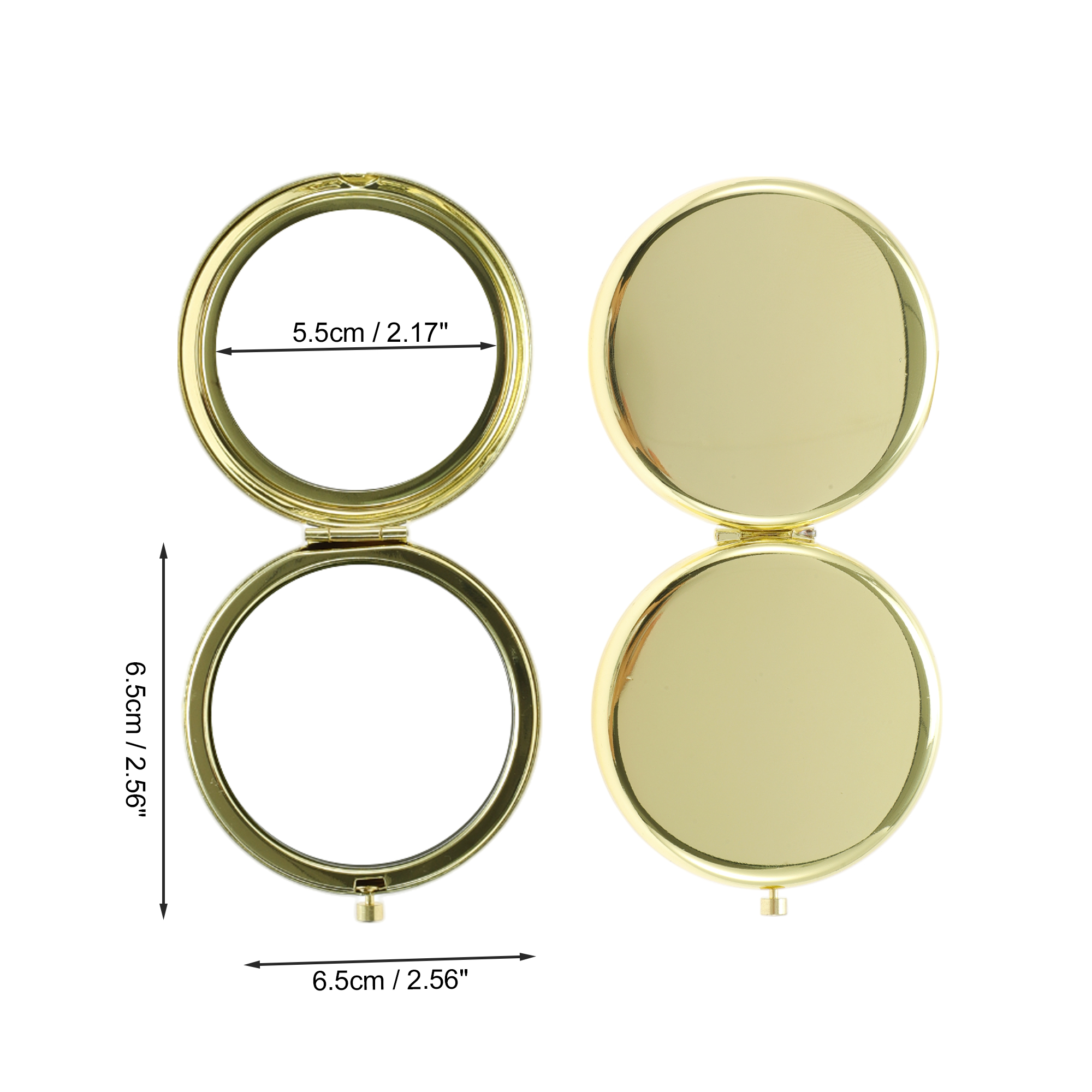 Unique Bargains 1Pc Simple Small Circle Makeup Mirror for Travel Vacation Gold Tone
