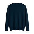thumbnail image 5 of Womens V Neck Long Sleeve Sweater Fall Casual Classic Soft Loose Fit, Basic Pullover Jumper Dark Blue M, 5 of 6