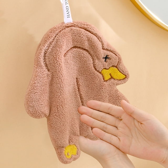 SSZMDLB Kitchen Hand Towel with Goose Pattern, Coral Fleece Hanging Towel, Soft Absorbent Hand Towel for Kitchen, Decorative Dish Drying Towel, Quick Dry Hand Towel