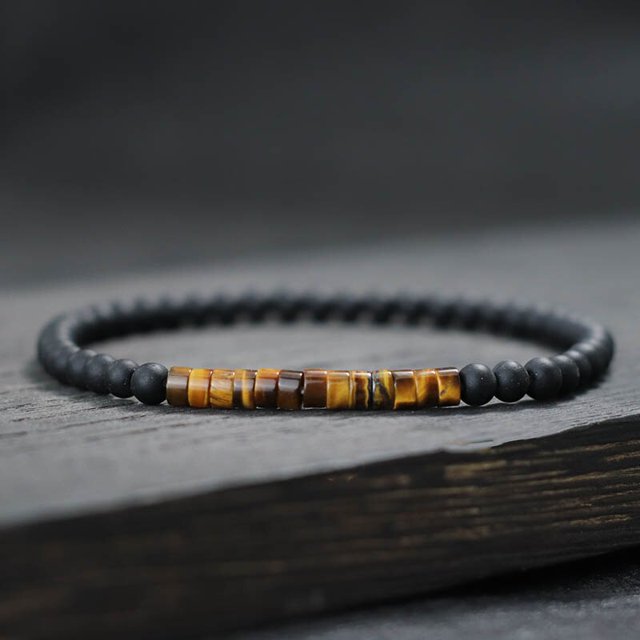 Pulsera minimalista con cuentas de 4mm para hombre y mujer, Brazalete Unisex con piedras pequeñas de ónix y Emperador, para meditación, Yoga y parejas