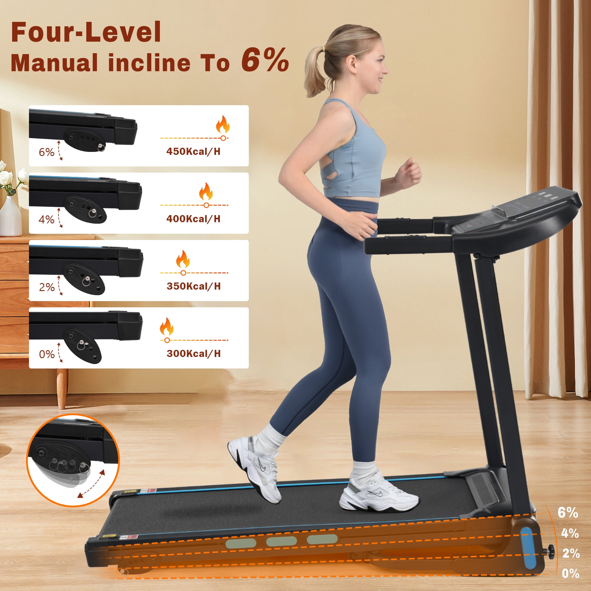 VLDTDRDI 500LBS 3.5HP Folding Treadmill with Auto-Folding,10Mph Electric Treadmill with Incline,3-Screens Display,Bluetooth Speaker,Device Holder and Pulse Sensor,Running Walking Exercise Machine