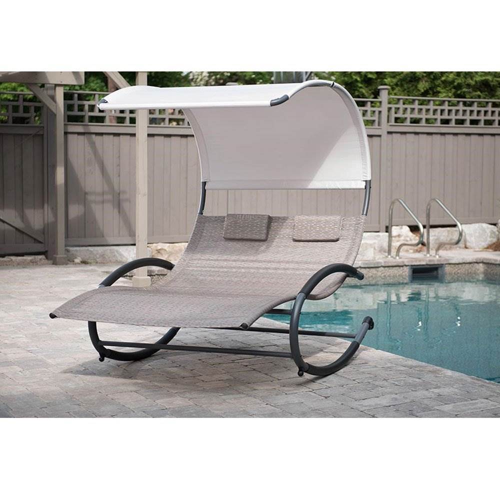 Vivere Double Seated Chaise Canopy Steel Rocking Lounge Patio Chair, Sienna - image 4 of 4