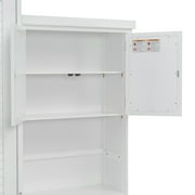 Euroco Wood Queen Size Murphy Bed with Storage Cabinets and Shelves, Wall Bed with Desk, White