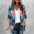 thumbnail image 2 of SYMOID Womens Pink Boho Open Front Kimono Cardigan Beach Cover Up Lightweight Sheer Back Vacation Resort Summer Cover Up,Size M, 2 of 5