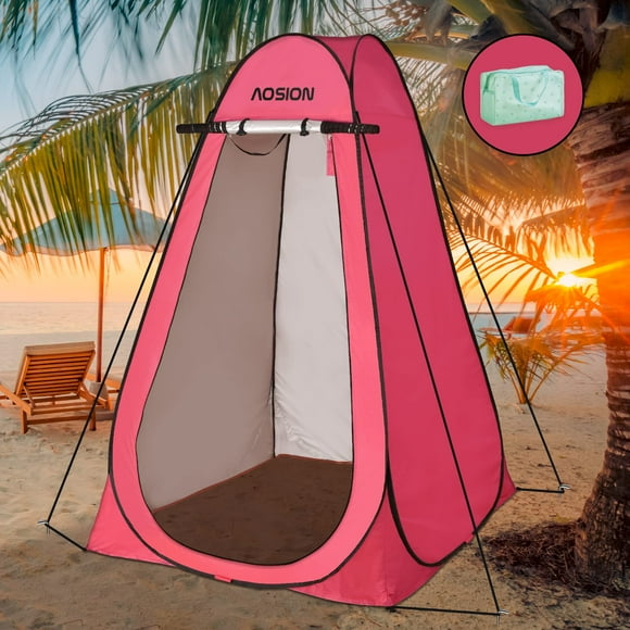 Carpa de ducha privada Aosion, plegable, impermeable, rosa, 193 x 102 cm