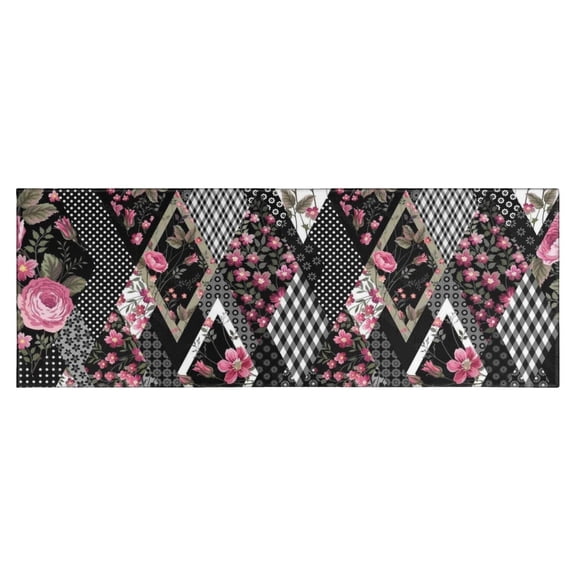 Pioneer Flower Floral Print Pattern Kitchen Rug Mat,Kitchen Runner Rugs Non Skid Washable,Decorative Kitchen Floor Mats for Kitchen,Sink,Laundry,17"X47"