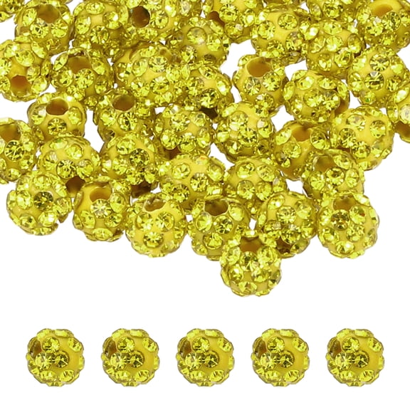 100 Pcs 4mm Rhinestone Beads for Jewelry Making, Bling Disco Bead Sparkle Diamond Clay Bead for Necklace Bracelet Christmas, Lemon Yellow