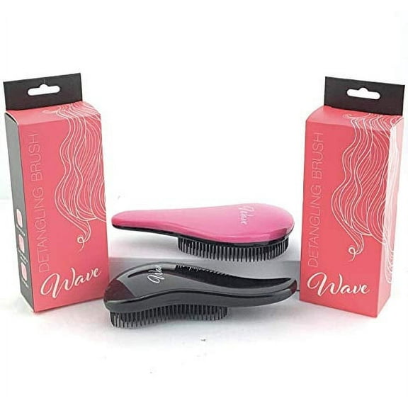 G.B.S Wave Detangling Hair Brush Women Unisex, Pack of 2 (1 Black, 1 Pink)