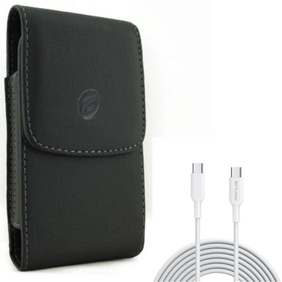 For Galaxy A73 /A23 /A14 /A13 - 6ft Long Type-C Cable w Case Belt Clip, PD Fast Charger Cord Power Wire, Leather Holster Cover for Samsung Galaxy A73 /A23 /A14 /A13 5G