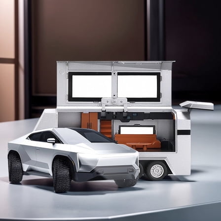 Toy Truck Pickup with Trailer Diecast 1:32 Scale Lights and Sounds Pull-Back Action 1-Pack