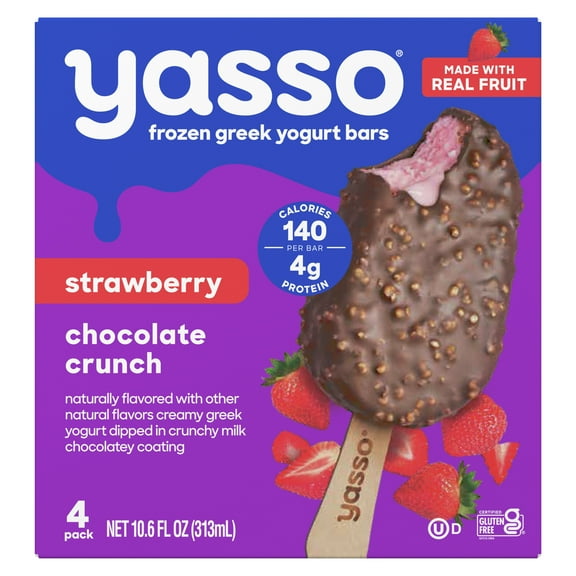 Yasso Frozen Greek Yogurt Bars Strawberry Chocolate Crunch Bars 2.65fl oz 4 bars