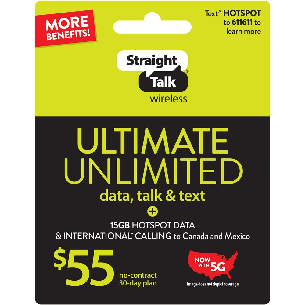 Straight Talk 55 ULTIMATE UNLIMITED 30Day Plan ePIN Top Up (Email