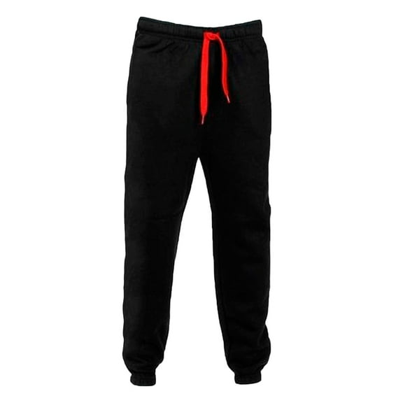 LNWUY Men's Lightweight Fleece Cargo Sweatpants Stretch Elastic Waist Athletic Workout Jogger Pants Drawstring Casual Sport Trousers Black L