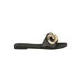 thumbnail image 2 of NOW Square Toe Chunky Gold Tone Chain Adorned Flexible Slide Sandal Black (10), 2 of 6