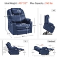 thumbnail image 2 of MCombo Small-Wide Power Lift Recliner Chair Sofa with Massage and Heat for Short Elderly, Cup Holders, USB&Type C Ports, Side Pockets, Faux Leather (Blue, Small-Wide), 2 of 10