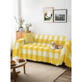 thumbnail image 3 of Yellow Couch Cover Sofa Covers 3 Cushion Sectional Couch, Country French Rustic Buffalo Plaid Modern Art Washable Sofa Covers Slipcover Sectional Sofa Cover, Furniture Protector 71"x150", 3 of 9