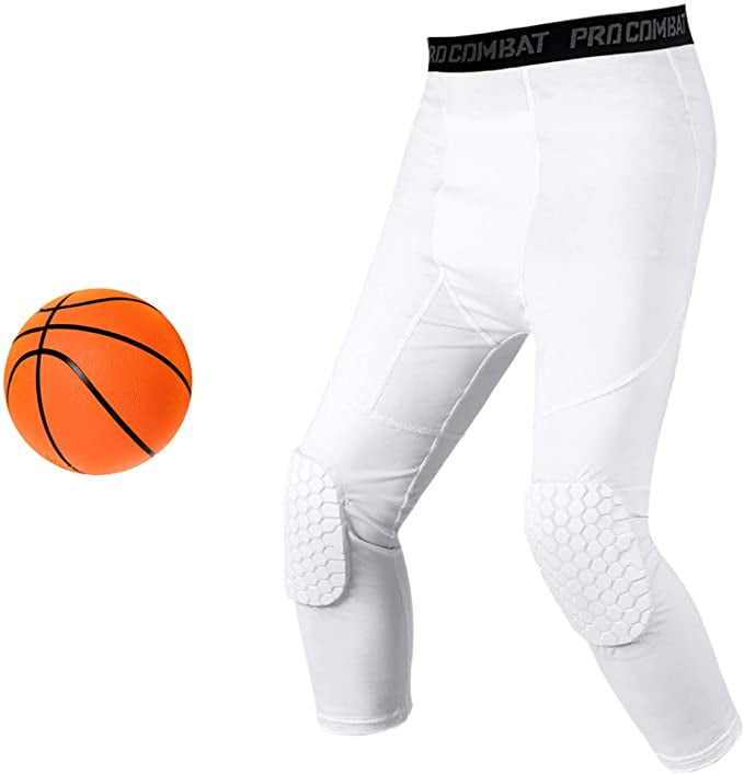 Youth Basketball Pants with Knee Pads 3/4 Capri Compression Pants for Boys Unlimit for 4-16 yrs 