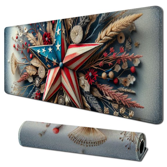 XXL Gaming Large Mouse Pad Gel Ergonomic Full Desk Mousepad Oversized Office Decor for Women Desk American Flag Farm Berries Cool Custom Laptop Mat