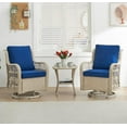 thumbnail image 4 of Garvee 3 Pieces Outdoor Swivel Rocker Chair Set, Outdoor Swivel Glider Rocker, Outdoor Rocking Chair Set with Glass Top Table with Thick Cushions for Backyard, Balcony, Deck, Blue, 4 of 8