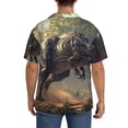 thumbnail image 3 of Sikiie Jungle Dinosaur Men's Wrinkle Free Untucked Cuban Shirt Business Casual Button Down Shirts Short Sleeve ShirtLarge, 3 of 5