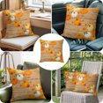 thumbnail image 4 of Throw Pillow Covers, Orange Thanksgiving Decorative Throw Pillow Covers 18x18 Inch, Fall Maple Leaves Berries Brown Wooden Square Linen Pillow Cases for Couch/Living Room/Sofa, 4 of 9