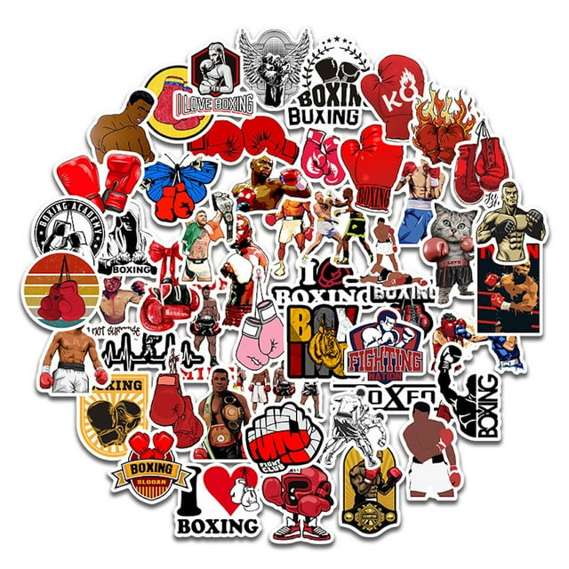 Paquete de 50 pegatinas, guantes de boxeo, anime, dibujos animados decorativos