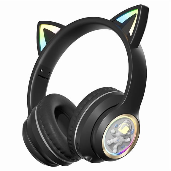 Cat Ear Bluetooth Headphones,Wireless Foldable On Ear Earphone, RGB Light Up ,HiFi Stereo and Noise Cancelling Over-Ear Gaming Headphones for Kid&Girl As a Gift For PC/Laptop/Tablet/Phone/Pad