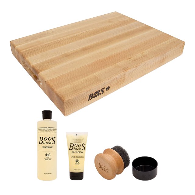 John Boos Maple Wood 20 Inch Cutting Board and 3 Piece Care and Maintenance Set