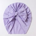 thumbnail image 2 of Splozh Baby Turban Hats Cotton Stretchy Soft Knot Headbands with Hair Bows Head Hair Accessories for Newborn Baby Girls Infant,Purple,0-2 Years, 2 of 4