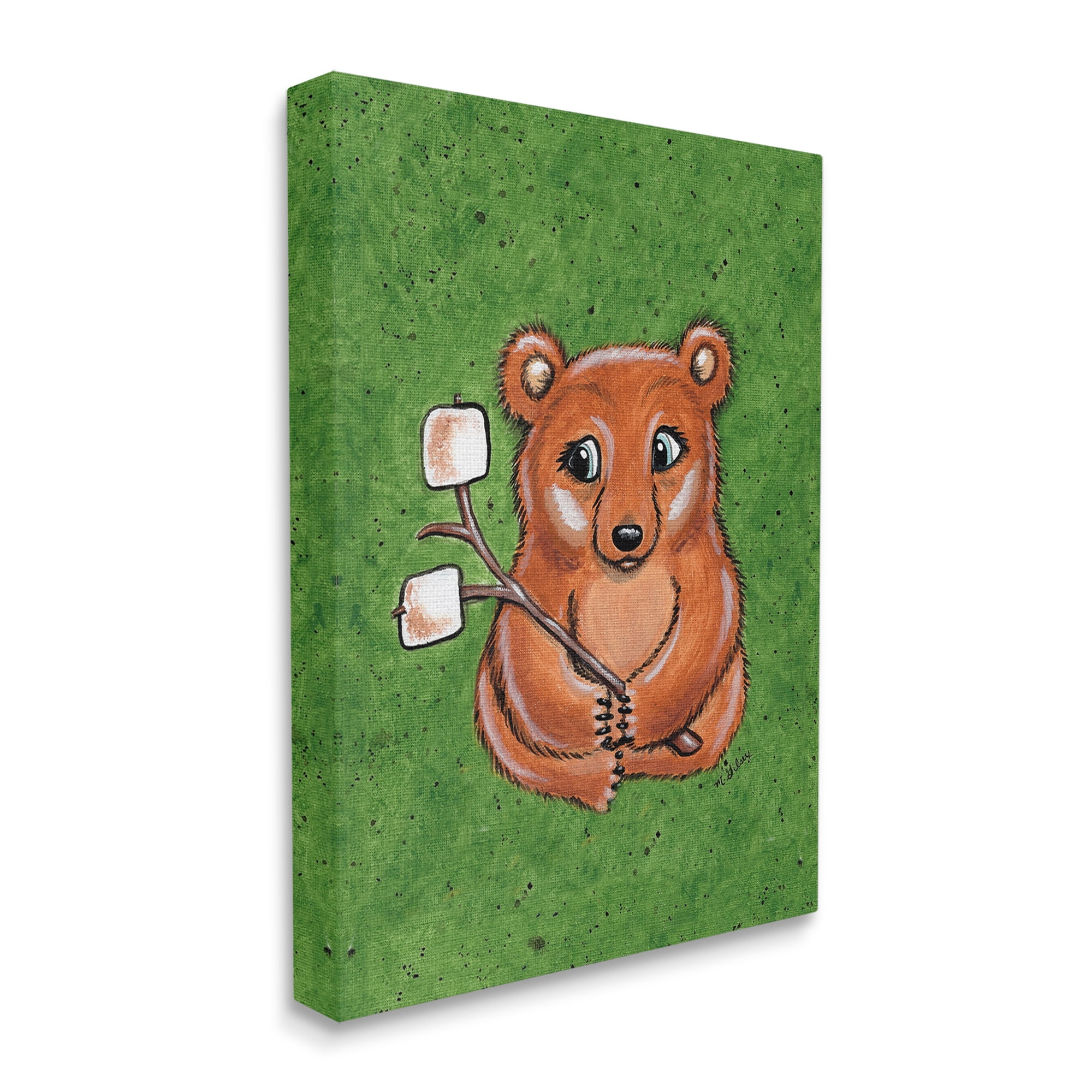 Stupell Industries Bear with S'mores Animals & Insects Painting Gallery Wrapped Canvas Art Print Wall Art, 24 x 30