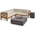 thumbnail image 1 of Noble House Culatra 5 Places Sectionnel Canapé Set & Foyer Teck Beige/gris Foncé, 1 of 7