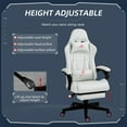 thumbnail image 3 of Vinsetto Video Game Chair with Footrest and Pillow, White/Pink, 3 of 9