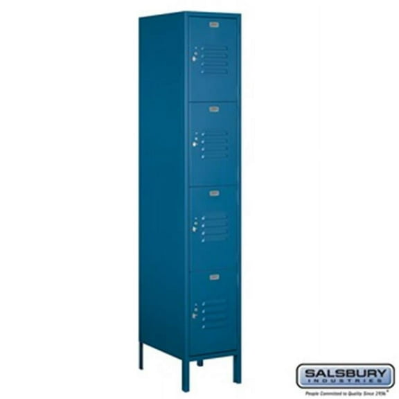 Salsbury 54168BL-U 1 x 6 x 18 in. Four Tier Extra Wide Standard Metal Locker, Blue - Unassembled