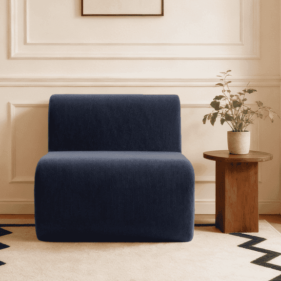Corduroy Bean Bag Chair, Comfy Floor Couch with Back Support,Floor Sofa Couch Chair for Adults and Kids, for Living Room Bedroom Apartment Dorm,Dark Blue
