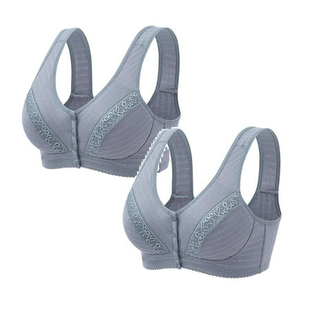 Rinsvye 2 Pcs Womens No Steel Ring Small Sports Bra Front Close Bra T Women Bras Wireless Cotton Back Plus Size Seamless Thin Bra Unlined Bra for Large Women Sports Bras Bust