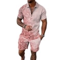 thumbnail image 1 of DYMADE Men Casual Zipper Lapel Short Sleeve Shirt And Shorts 2PCs Set, 1 of 4