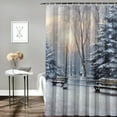 thumbnail image 2 of Fenyluxe Snowy Trees Benches Print Shower Curtain, Background Curtain for Showers and Bathtubs, 100% Polyester Fiber, Home Bathroom Curtain Decoration, Washable Shower Curtain with Hooks 60x72, 2 of 7