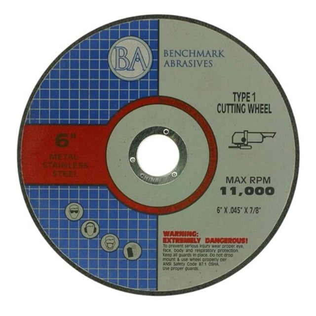 25 pack Benchmark Abrasives 6 x .045 x 7/8 T1 Premium Thin Cut-Off Wheel Metal & Stainless Steel 