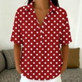 thumbnail image 6 of MAFYTYTPR Women's Polka Dot Half-Button Shirt Spread Collar Short Sleeve Casual Tops for Everyday Wear S-3XL Plus Size, 6 of 7
