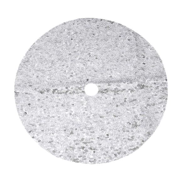 Falda para árbol de Navidad DUOBAO, lentejuelas plateadas, 91 cm de diámetro