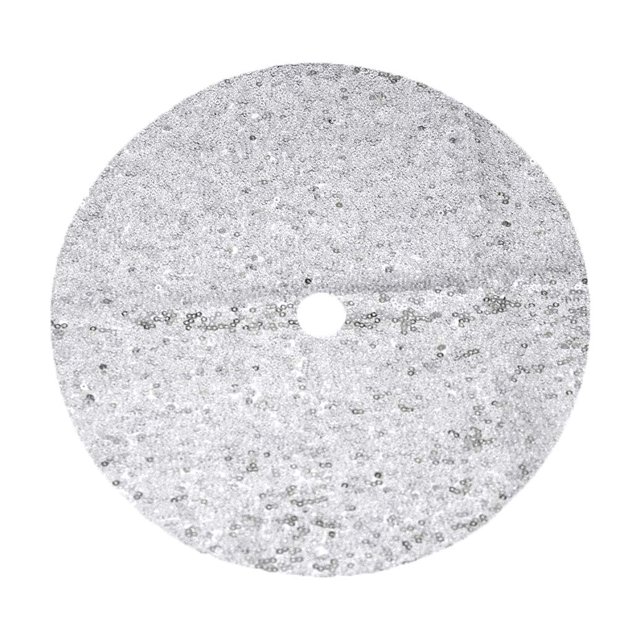 Falda para árbol de Navidad DUOBAO, lentejuelas plateadas, 91 cm de diámetro