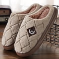 thumbnail image 4 of Men's House Slippers Furry Plaid cozy EVA Memory Foam Lightweight Casual Shoes Winter Warm Plush Non-slip Slippers big size (Black,46-47), 4 of 7