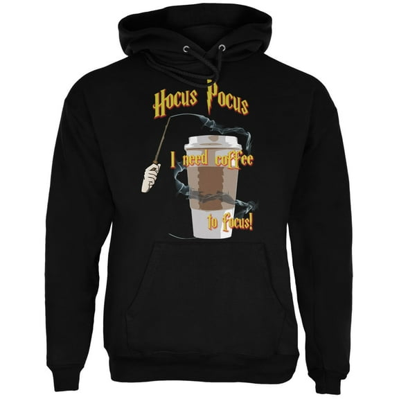 Old Glory Mens Hocus Pocus I Need Coffee to Focus Long Sleeve Graphic Hoodie