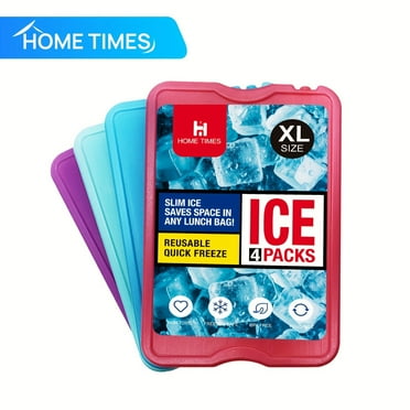 HOME TIMES 4 Pack 4.72” x 6.88” Ice Packs, Four-color Cool packs for Lunch Box (Need to add water)