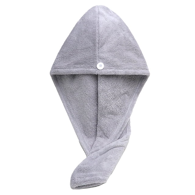 Fiudx Gorro de Terciopelo Coral para Secar El Cabello, Diseño de Toalla Superabsorbente, Secado Rápido, Suave y Cómodo, Botón Antideslizante, Multiusos, Ideal para Baño y Viajes, 25 X 65 Cm.