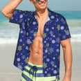 thumbnail image 7 of Fuzoiu Golden Snowflakes Royal Blue Print Hawaiian Shirt for Men, Summer Beach Casual Short Sleeve Button Down Shirts, Men’s Beach Summer Shirts with Pocket,XX-Large, 7 of 7