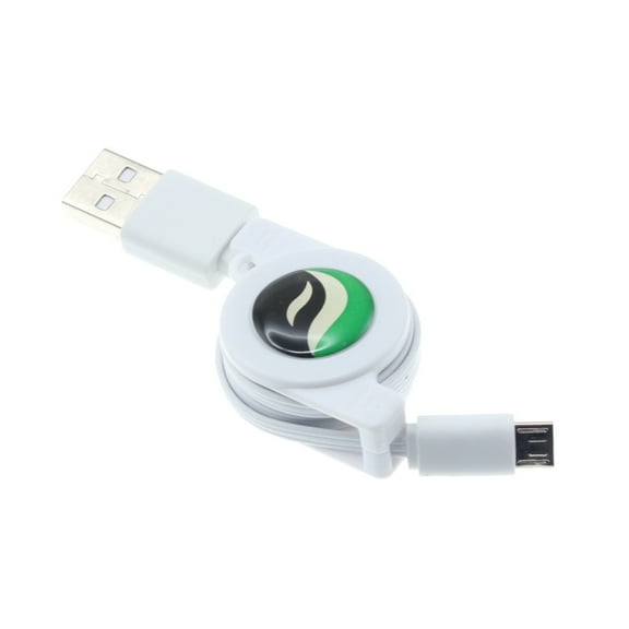MicroUSB Retractable USB Cable for LG Aristo 5 Phones - Charger Power Cord Sync Wire Fast Charge White K3K Compatible With LG Aristo 5 Models